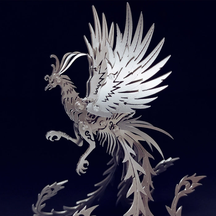 3D Puzzle Model Kit Mechanical Oriental Mystery Creature Silver Phoenix Metal Games DIY Assembly Jigsaw Crafts Creative Gift