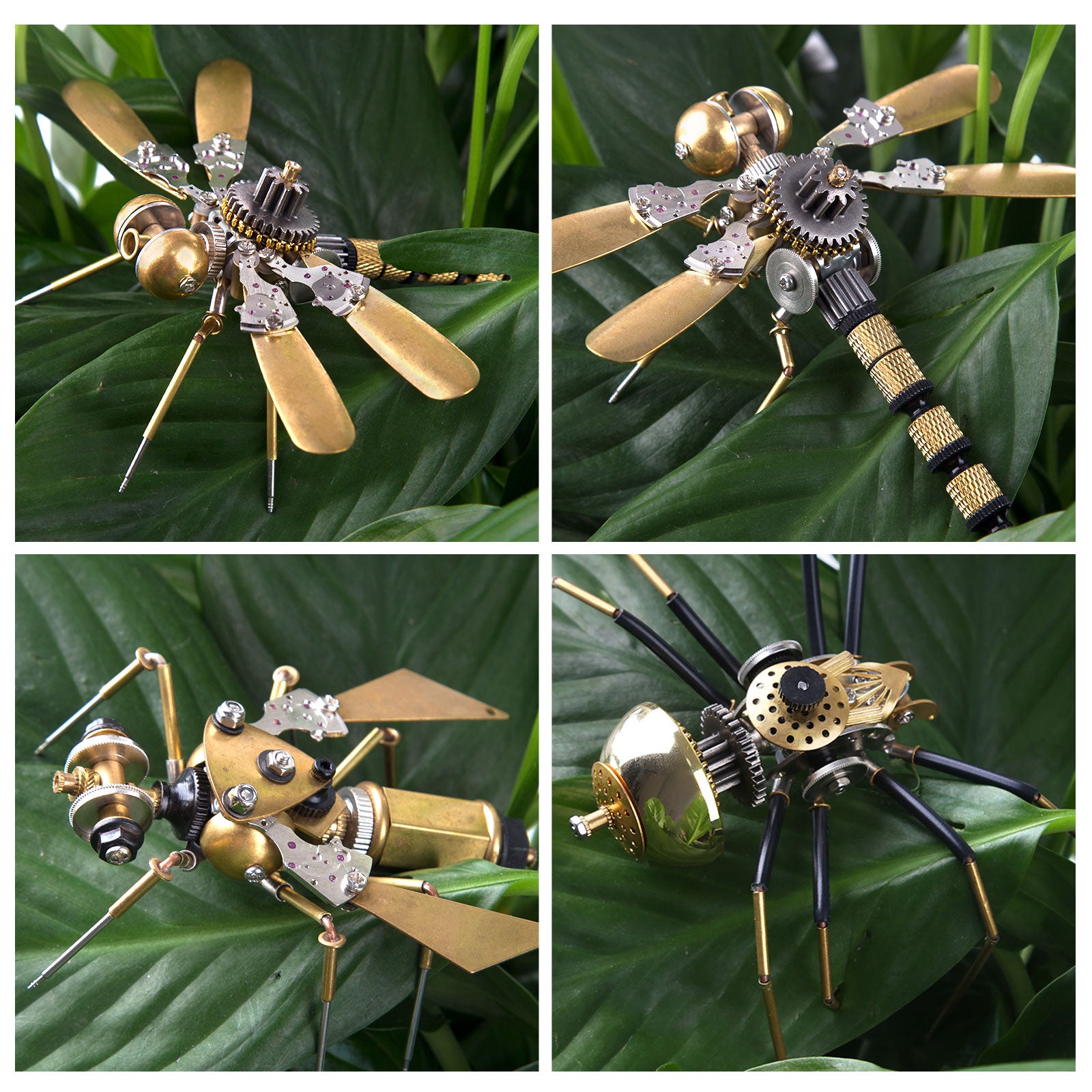 250+Pcs Mechanical Metal Model Kit Assembly Toy - (Spider + Dragonfly + Wasp)