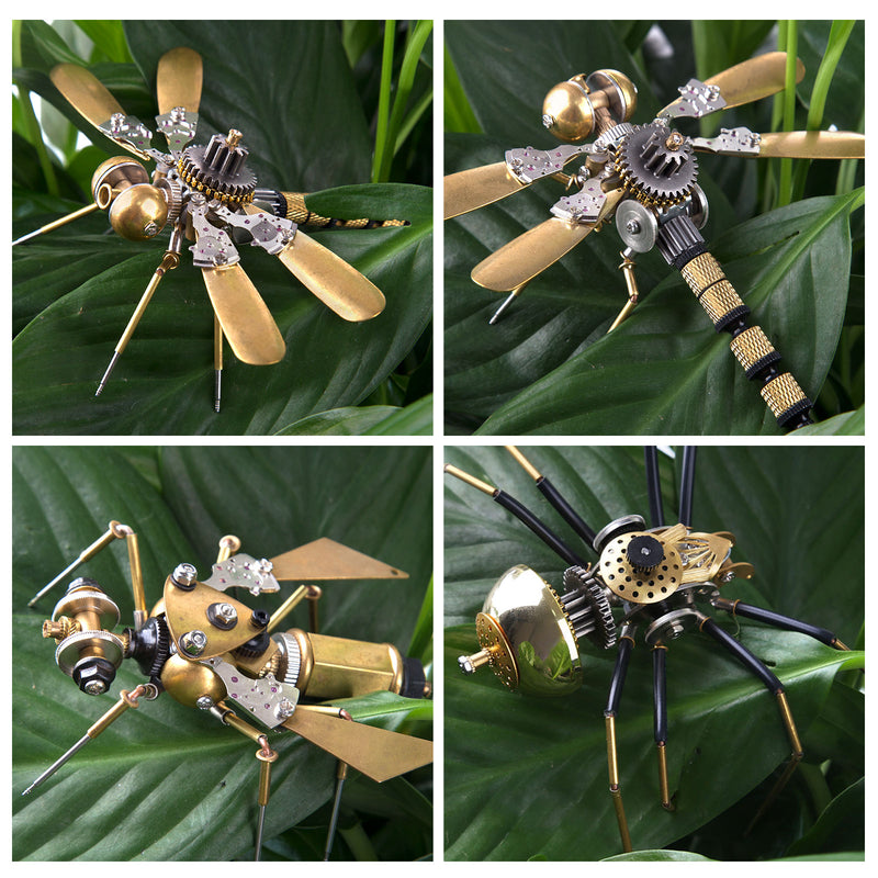 250+Pcs Mechanical Metal Model Kit Assembly Toy - (Spider + Dragonfly + Wasp) - EngineDIY