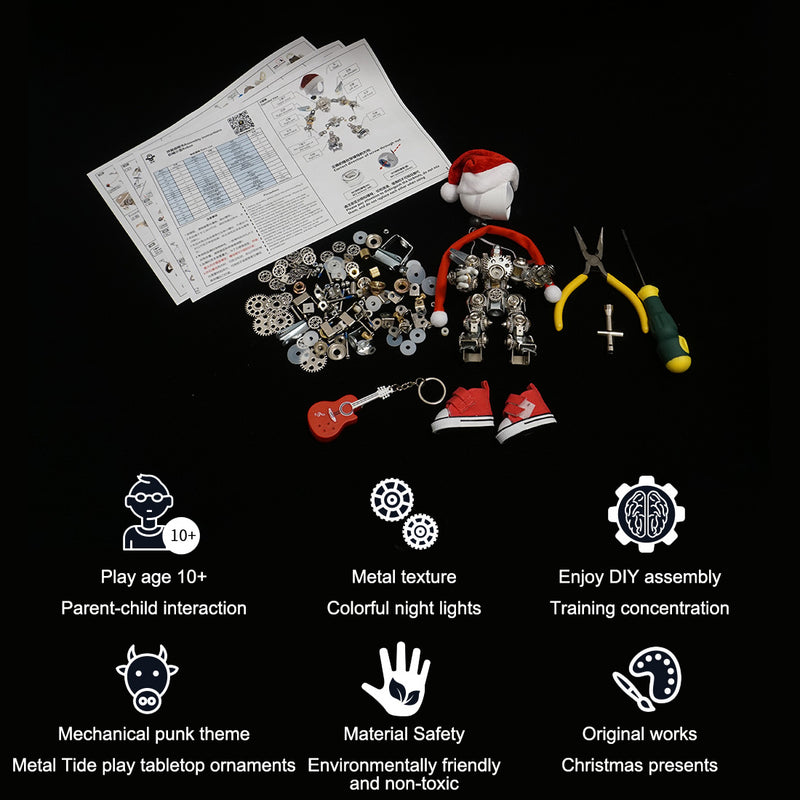 3D Metal Mechanical Punk Guitarist Robot Christmas Colorful Ambient Lamp Model Assembly Kit for Kids, Teens, and Adults-366PCS - EngineDIY