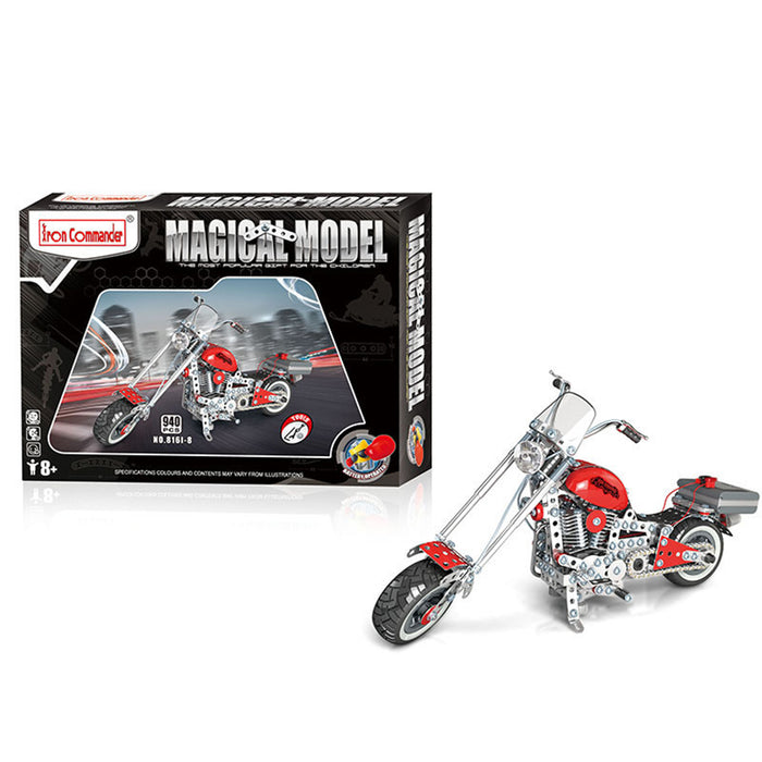 3D Metal Puzzle Simulation Alloy Electric Red Motorcycle Model Kit DIY Metal Assembly Toys-940PCS