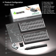 Mini Precision Electric Screwdriver DIY Tools Set with LED Light for Models & Electronics (Frosted) - EngineDIY