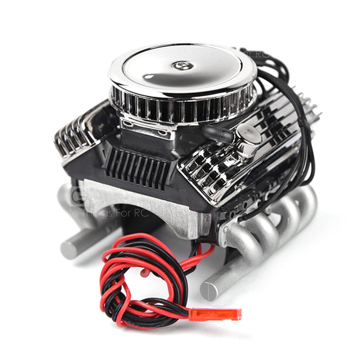V8 Engine Fan Radiator Motor Hood Kit for 1/10 RC Car GRC F82 Motor