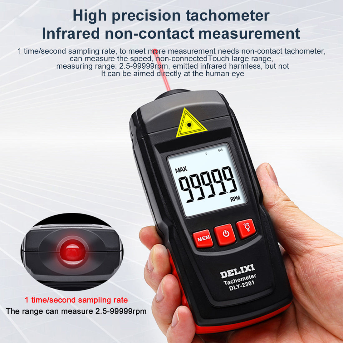 High Precision Laser Non-contact Tachometer Measuring Instrument ...