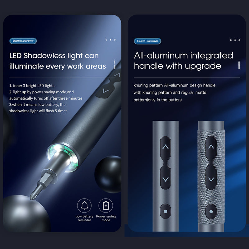 Mini tournevis électrique portatif intelligent de précision 28 en 1, ensemble d'outils multifonctionnels d'entretien avec lumières LED