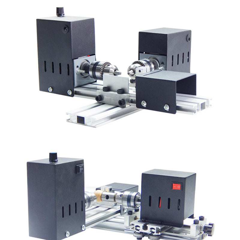 Mini Desktop Lathe with Dual Motor Multifunctional Electric DIY Tools (Black) - EngineDIY