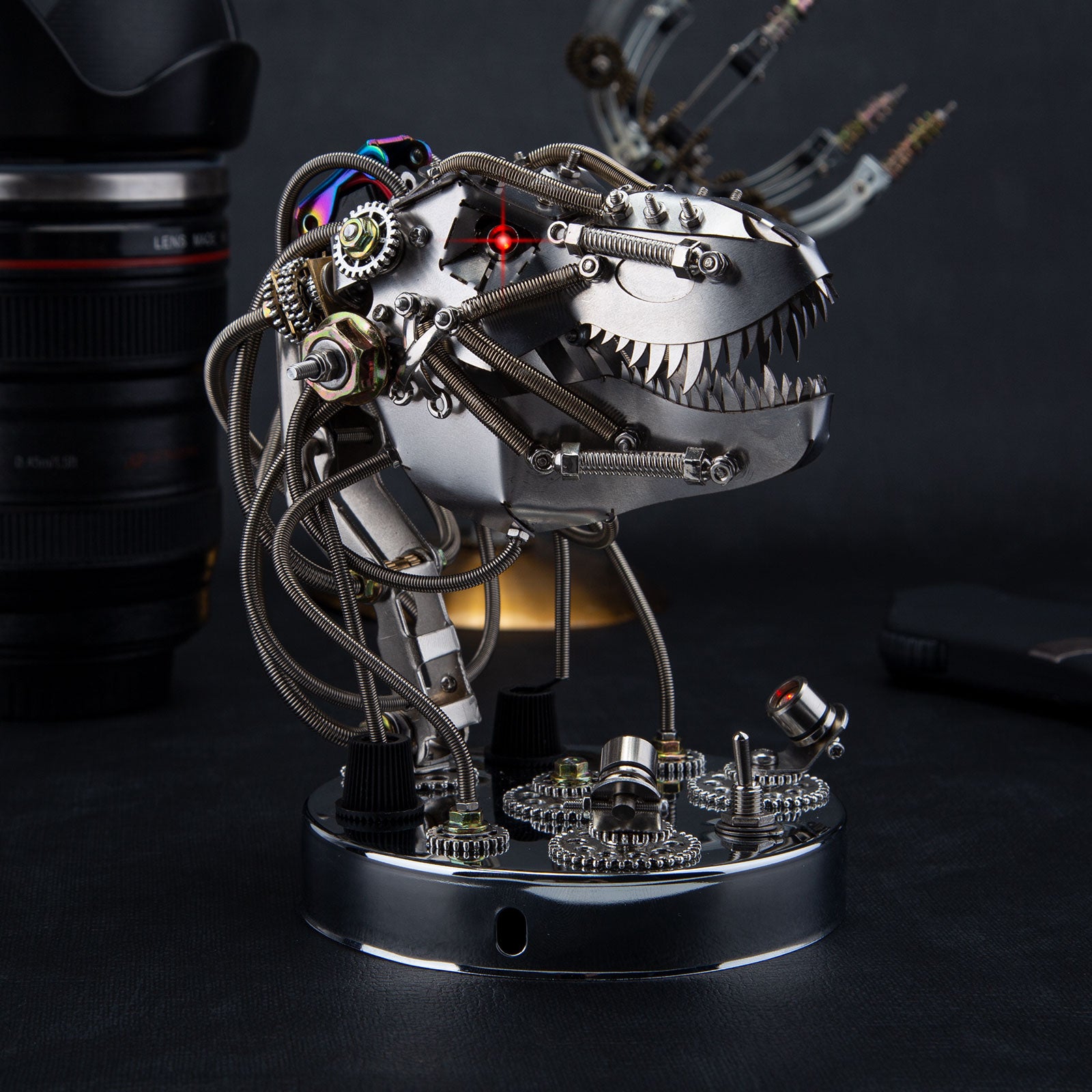 Kits de modèles de têtes de dinosaures mécaniques mobiles en métal 3D Steampunk - 180 pièces et plus