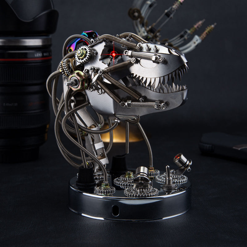 3D Metal Steampunk Moving Mechanical Dinosaur Head Model Kits - 180PCS+ - EngineDIY
