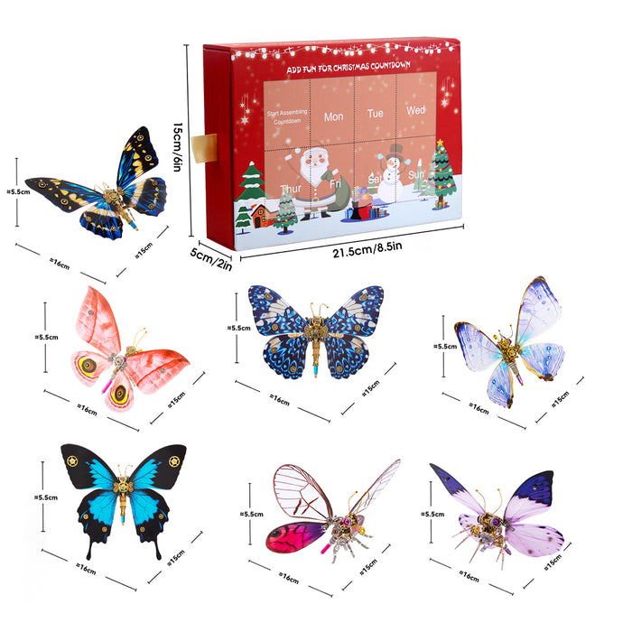 3D Metal Steampunk Craft Puzzle Mechanical Butterfly Model DIY Assembly Animal Jigsaw Puzzle Kit - Make Your Own Advent Calendar - Creative Gift-650PCS+