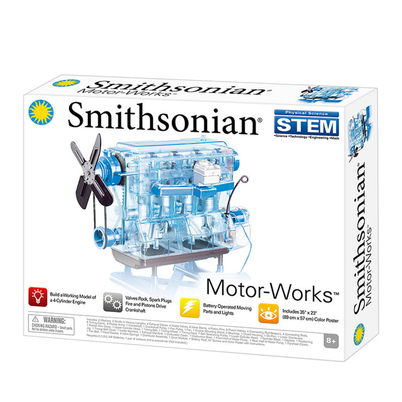 Smithsonian Motor Works Advanced Science Kit - Build Your Own 4 Cylinder Engine Model Kit - DIY Assembly Combustion Engine Kit - EngineDIY