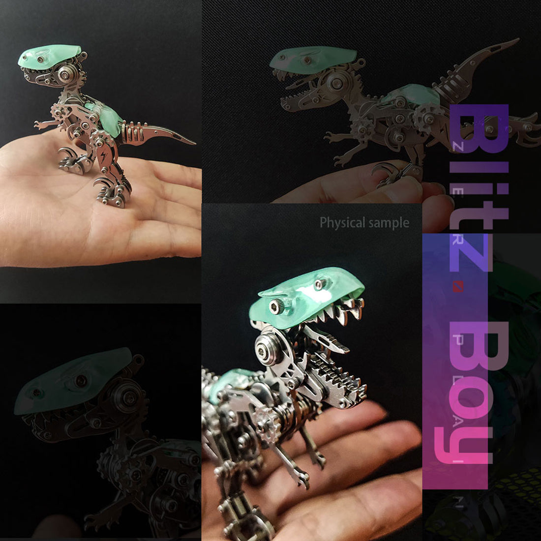 Kit de modèle de dinosaure mécanique en métal 3D, modèle d'assemblage de vélociraptor à monter soi-même - 160 pièces 