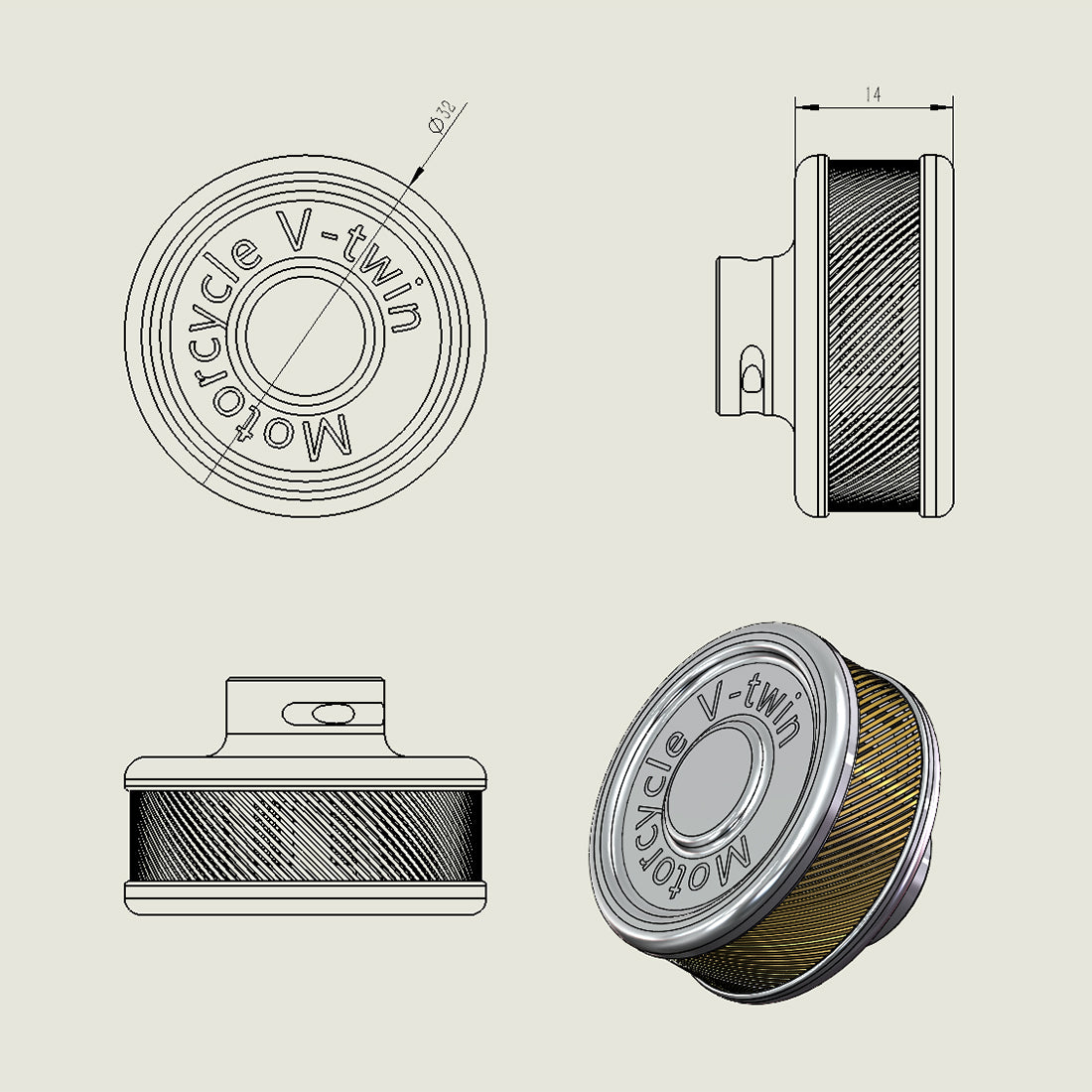 Metall-Luftfilter für CISON FG-VT157 & FG-9VT V2 Motormodell - CISON Original