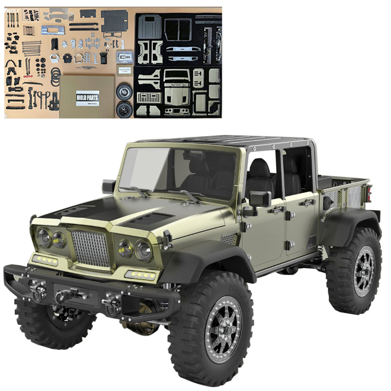 TWOLF TW-715 V8 Engine Powered 1:10 Scale RC Off-road 4WD 4-Door Pickup Truck Vehicle Crawler Kit with Electronic Equipment - EngineDIY