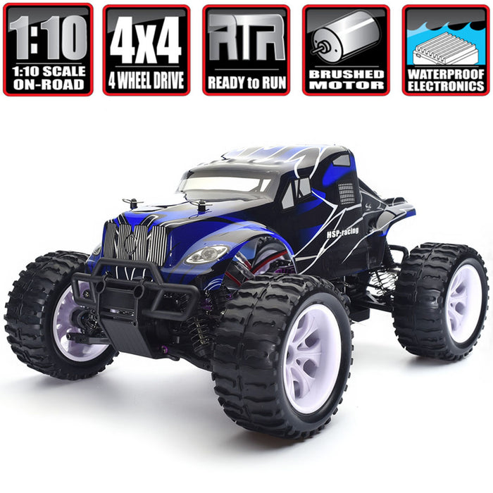 HSP 94111 1:10 4WD Electric Brushed Monster Truck 2.4G Wireless RC Model Car- Car Shell in Random Color - enginediy
