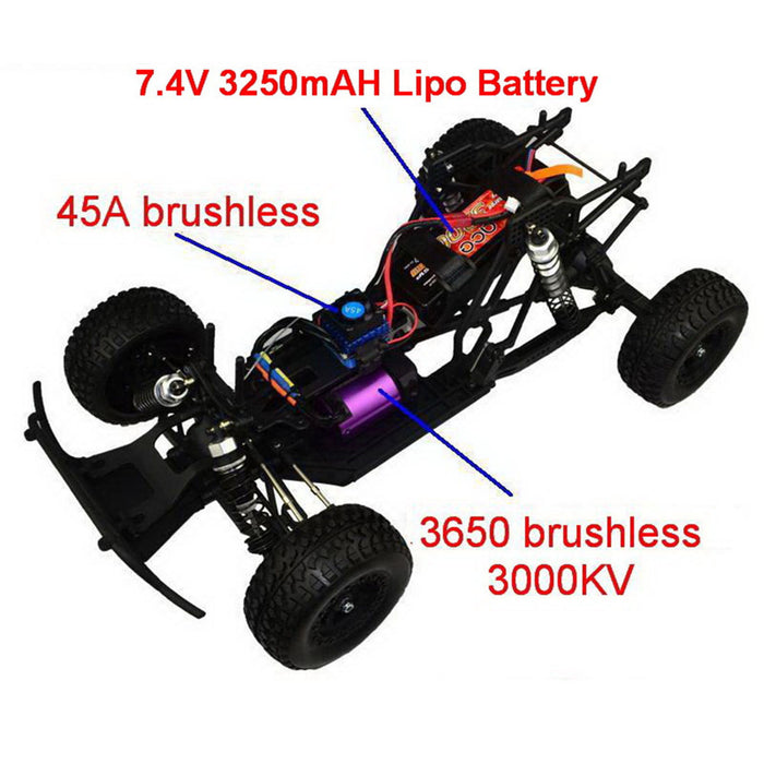 VRX RH1045SC 1/10 Scale 4WD Brushless Desert Short Course Truck High Speed 2.4G RC Car with 45A ESC and 3650 Motor - R0255 RTR Version - enginediy
