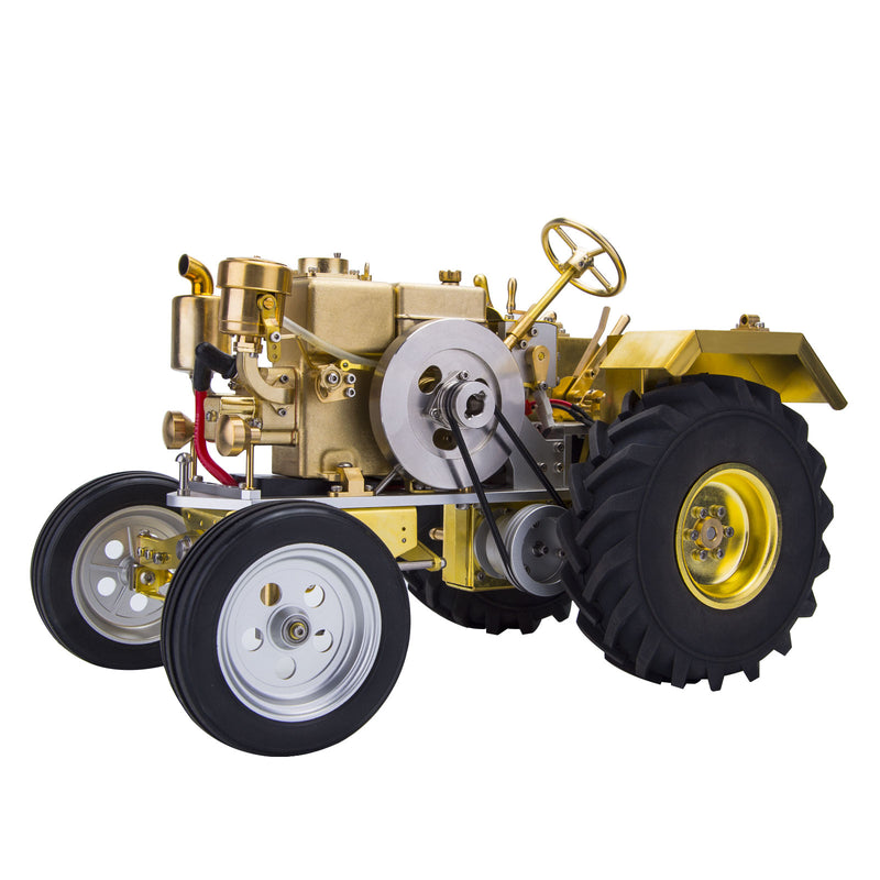 T1 Antique Roller Tractor Model with Mini Water-cooled Single-cylinder Gasoline IC Engine - EngineDIY
