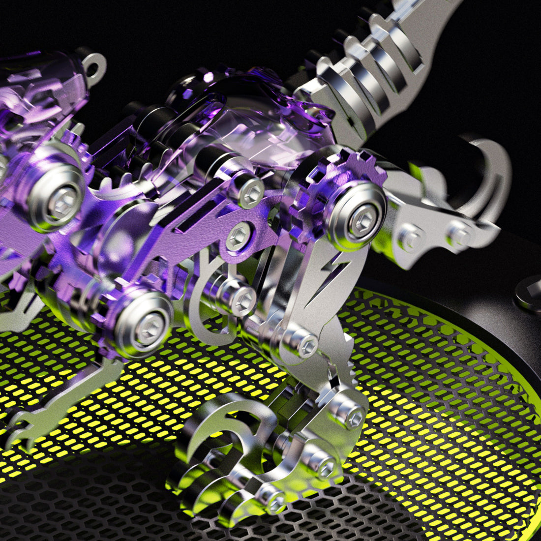 Kit de modèle de dinosaure mécanique en métal 3D, modèle d'assemblage de vélociraptor à monter soi-même - 160 pièces 