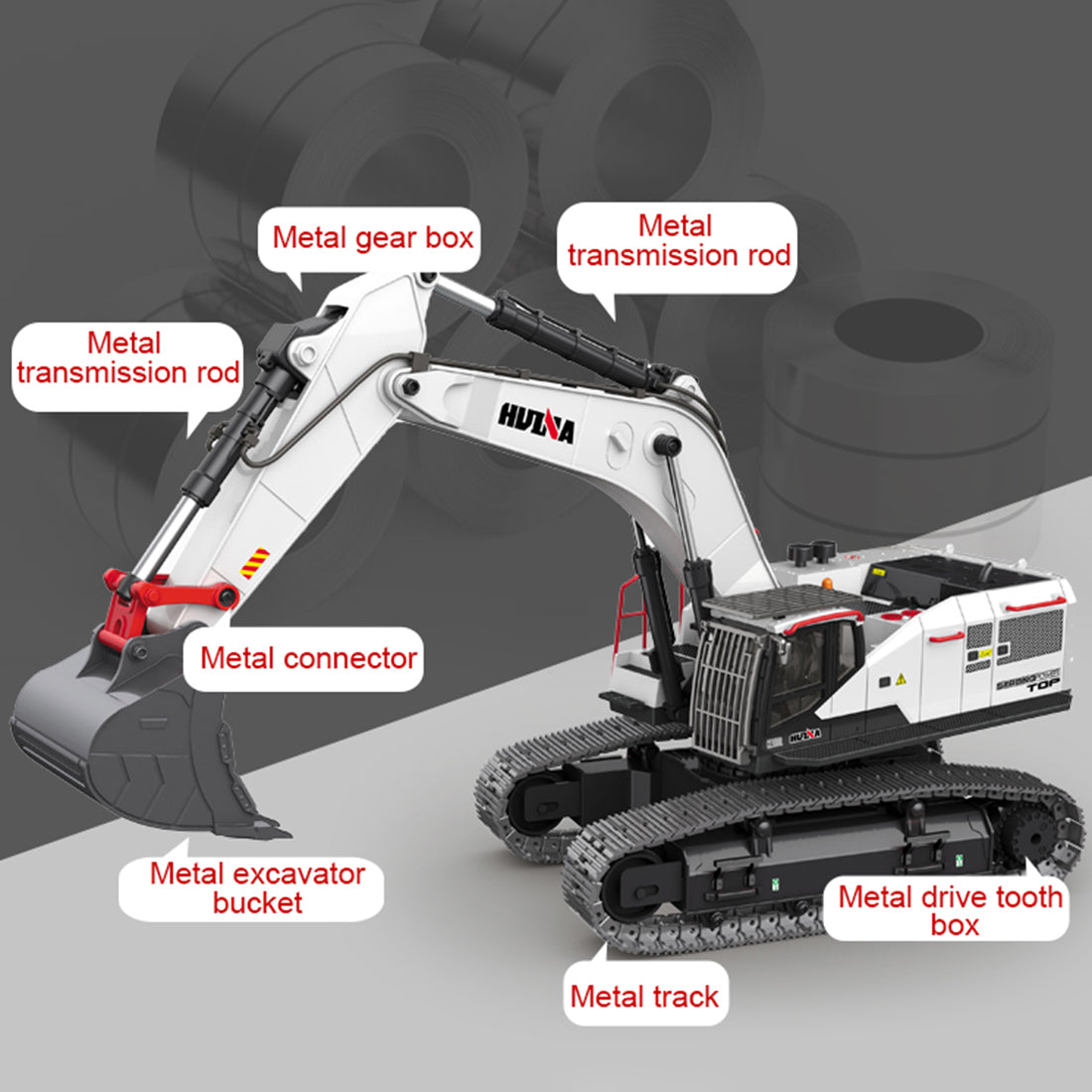 HUINA RC Excavator 4種類パーツ付き HUINA 1:14 22CH 2.4G RC Excavator Model 4-in-1 Alloy Remote
