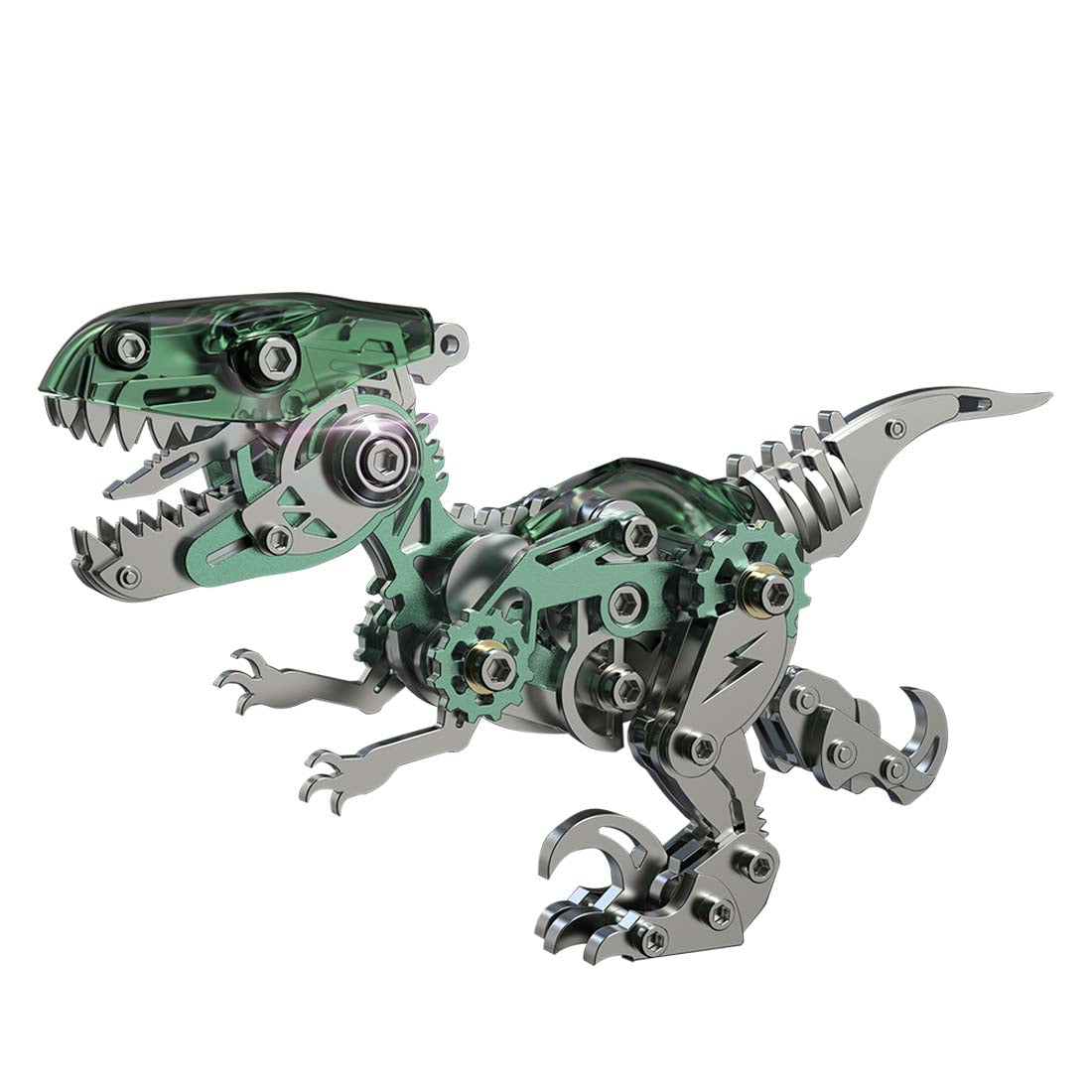 Kit de modèle de dinosaure mécanique en métal 3D, modèle d'assemblage de vélociraptor à monter soi-même - 160 pièces 