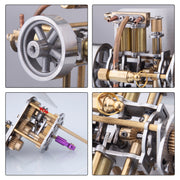 Mini Horizontally Opposed 4-Cylinder Steam Engine Model With Gearbox For Small Steam Model Ship - EngineDIY