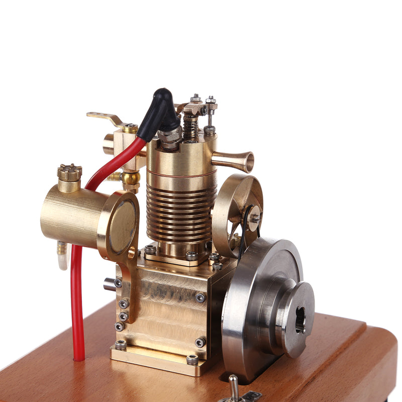 M16 1.6cc Mini 4 Stroke Gasoline Engine Model Vertical Air-cooled Single-cylinder Engine with Wooden Base - EngineDIY