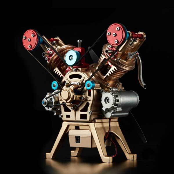 Homemade V2 Engine V2 Car Engine Assembly Kit Metal V-Twin 2 Cylinder Engine Build Kit ...