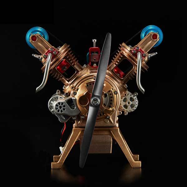V2 Car Engine Assembly Kit Full Metal VTwin 2 Cylinder Engine Build Kit Gift for Collection (217pcs) - enginediy