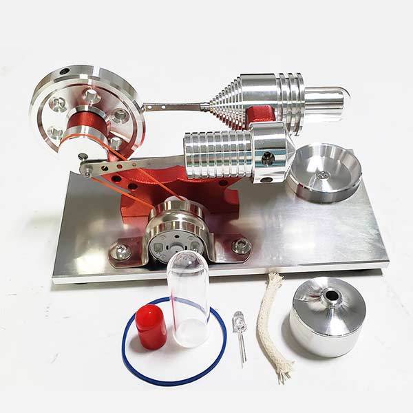 Stirling Engine Generator Solid Metal Construction Electricity Generator (Light up Colorful LED), My First Stirling Engine - enginediy