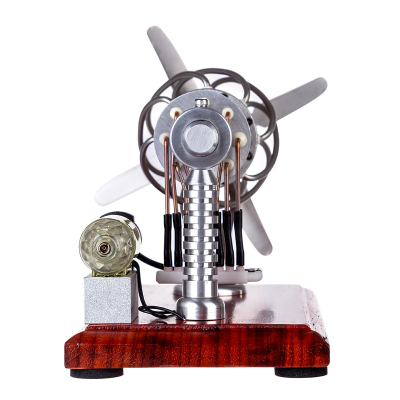 ENGINEDIY 16 Cylinder Swash Plate Stirling Engine Generator Model with Voltage Digital Display Meter and LED - EngineDIY