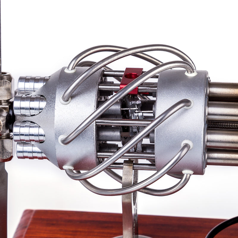 ENGINEDIY 16 Cylinder Swash Plate Stirling Engine Generator Model with Voltage Digital Display Meter and LED - EngineDIY