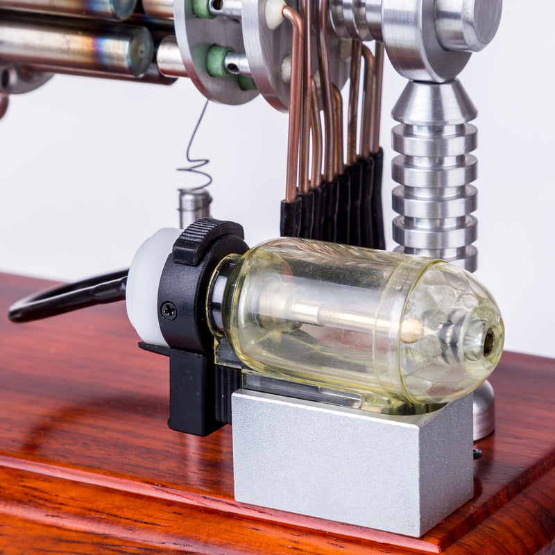 ENGINEDIY 16 Cylinder Swash Plate Stirling Engine Generator Model with Voltage Digital Display Meter and LED - EngineDIY