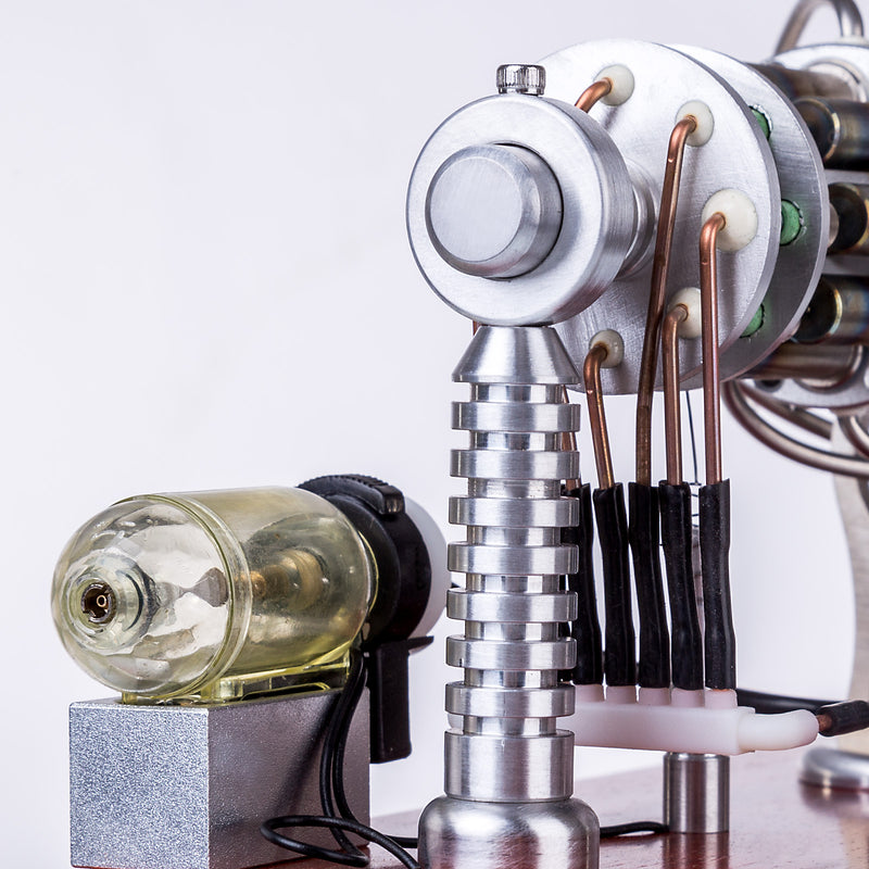 ENGINEDIY 16 Cylinder Swash Plate Stirling Engine Generator Model with Voltage Digital Display Meter and LED - EngineDIY