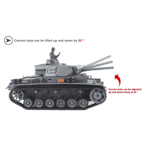 RC Tanks that Shoot BBS 1/16 2.4GHZ RC German III L Battle Tank with Smoke & Sound - enginediy