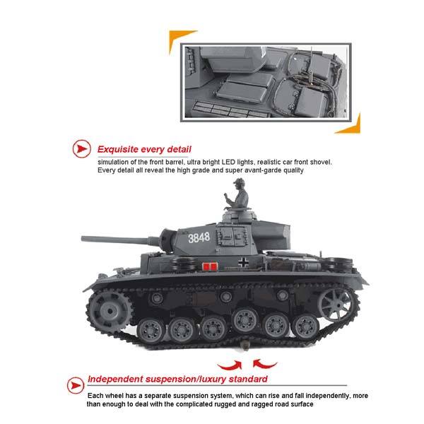 RC Tanks that Shoot BBS German III L Battle Tank with Smoke & Sound EngineDIY