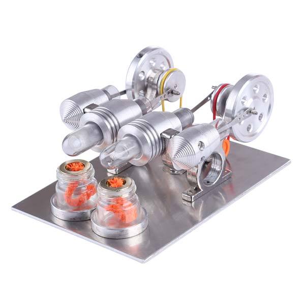 Stirling Engine 2 Cylinder Stirling Engine Model with Electricity Generator Science Toy - enginediy