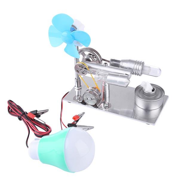 Stirling Engine Model with Fan and Bulb Electricity Generator Educational Toy - Enginediy - enginediy