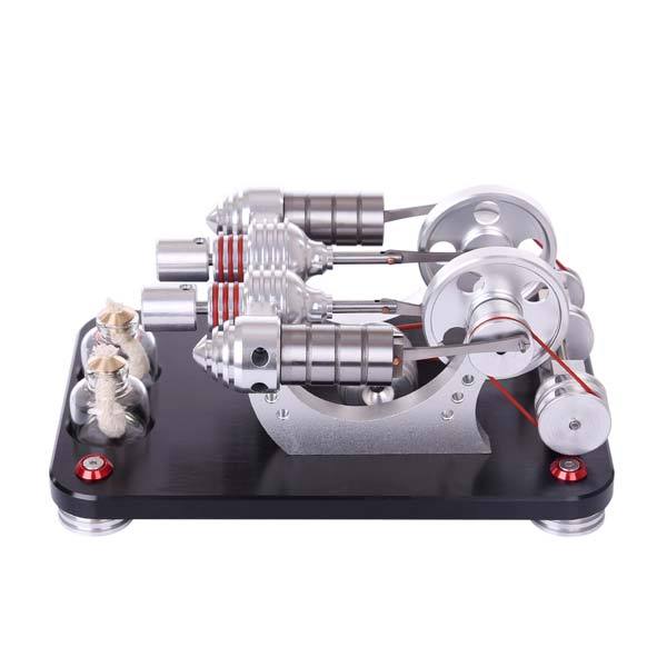 Stirling Engine Kit Two Cylinder Stirling Engine with Electricity Generator Model Gift Collection - enginediy