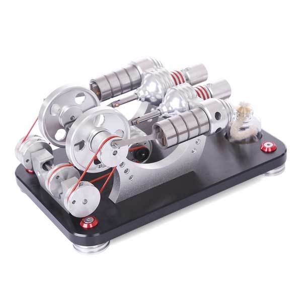 Stirling Engine Kit Two Cylinder Stirling Engine with Electricity Generator Model Gift Collection - enginediy