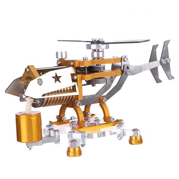 Stirling Engine with Helicopter Design Vacuum Engine Model Science Toy Decor Collection - enginediy