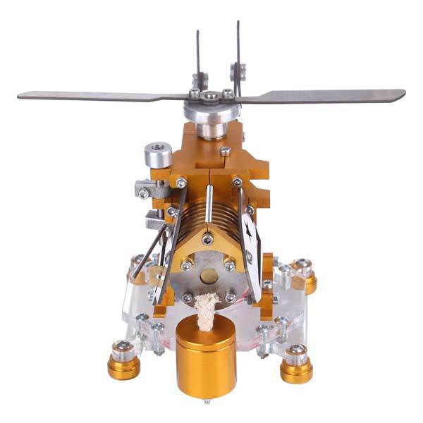 Stirling Engine with Helicopter Design Vacuum Engine Model Science Toy Decor Collection - enginediy