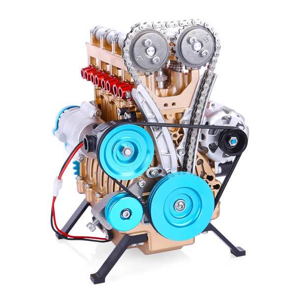 V4 Car Engine Assembly Kit Full Metal 4 Cylinder Car Engine Building Kit DM13-L4-T - enginediy