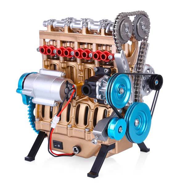 V4 Car Engine Assembly Kit Full Metal 4 Cylinder Car Engine Building Kit DM13-L4-T - enginediy
