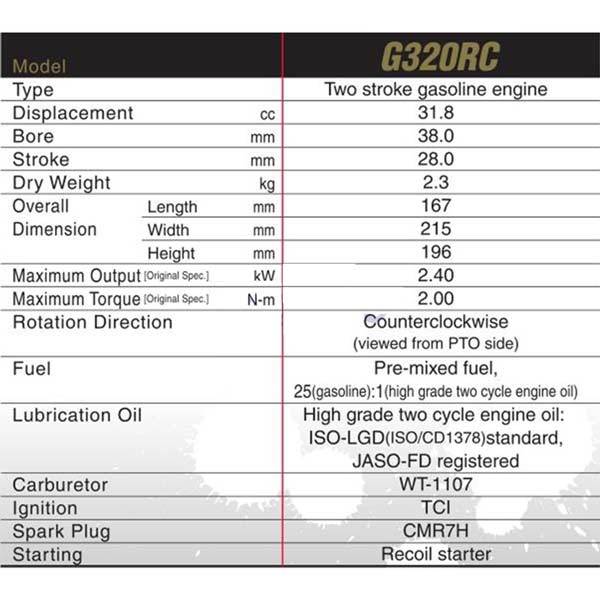 Zenoah G320RC 32cc Gas Engine for LOSI 5IVE T 2.0 HPI Baja 5B/5T/5SC ROVAN - enginediy