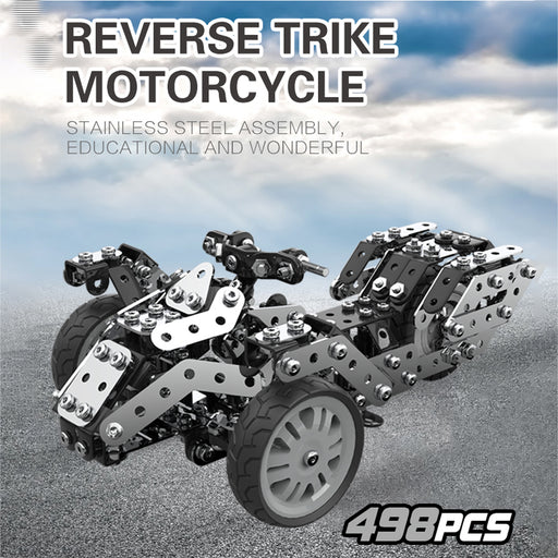 Motorcycle Assembly Model DIY Inverted Tricycle Puzzle Toy Stainless Steel Screw Kit 498Pcs