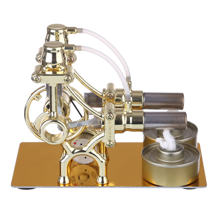 L-Type 2 Cylinder Stirling Engine Generator Model with LED Diode and Bulb Science Experiment Teaching Model Toy Collection - enginediy