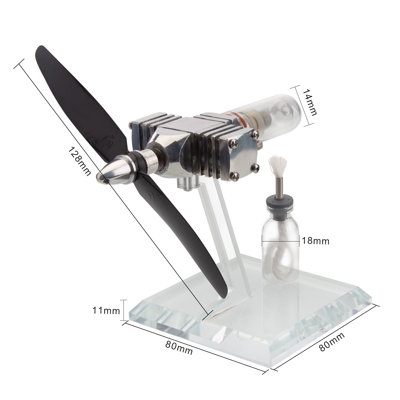 ENJOMOR Moteur Stirling à tête d'avion, moteur à piston libre de poche, moteur à combustion externe, modèle de jouet