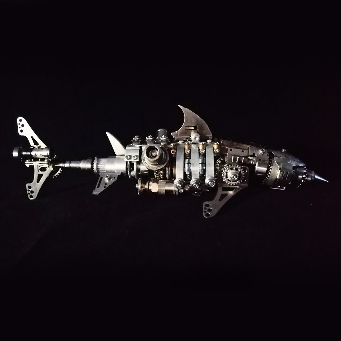 3D Puzzle Model Kit Mechanical Shark with Display Support Metal Games DIY Assembly Jigsaw Crafts Creative Gift-209PCS