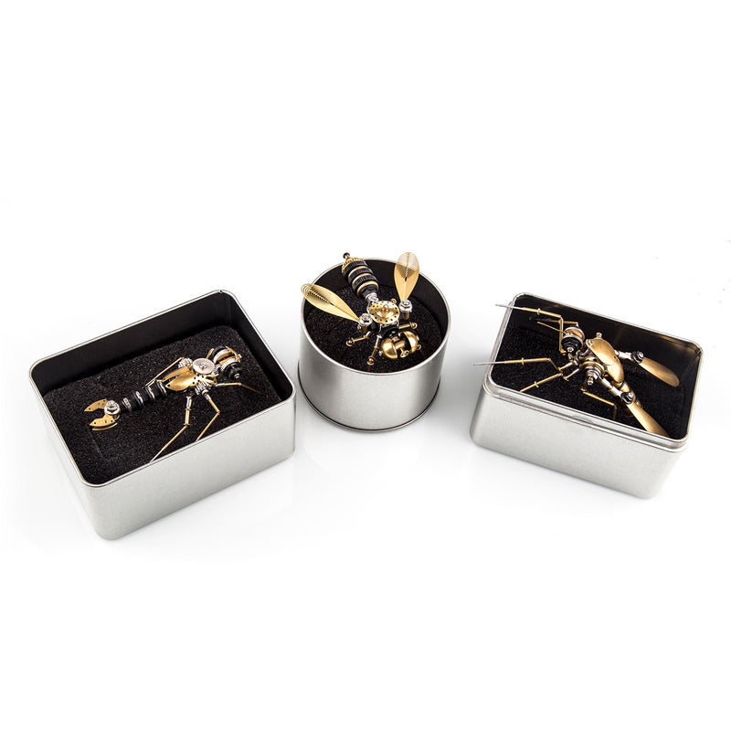 270Pcs Steampunk Insect Metal Model Kits Mechanical Crafts for Home Decor - Mosquito + Deck Insect + Bee Trinity - EngineDIY