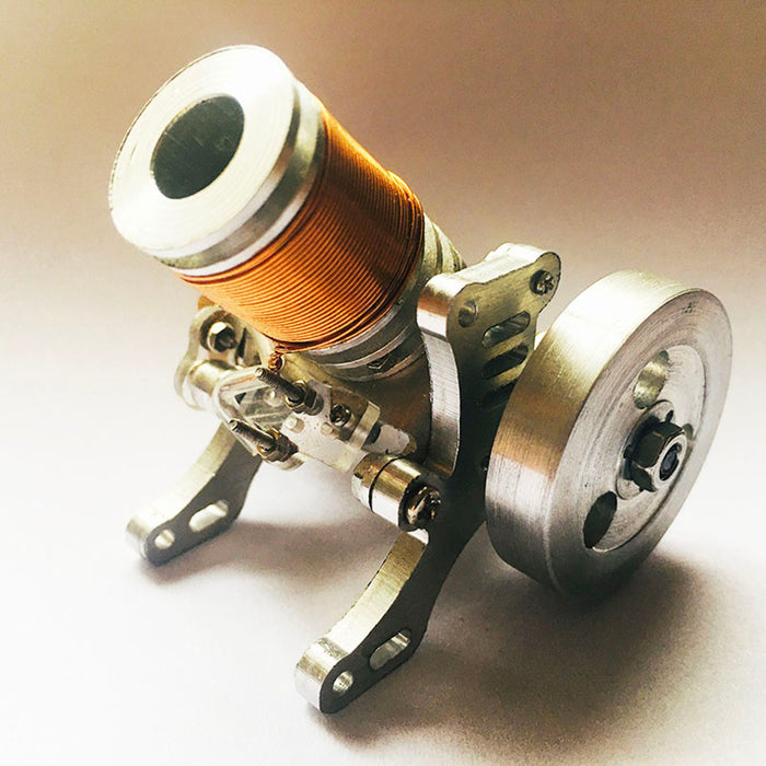 Metal Mini Type Single-cylinder Electromagnetic Engine Cannon Model Operable Engine Physics Science Experiment Toy (6-12V Supply Voltage)