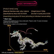 3D Metal Cyberpunk Mechanical Dragon Crafts DIY Assembly Model Kit Art Device for Kids, Teens and Adults-2030+PCS